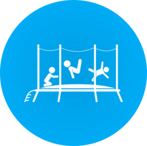 Wektorowy obrazek abstrakcyjny z dziecmi skaczącymi na trampolinie